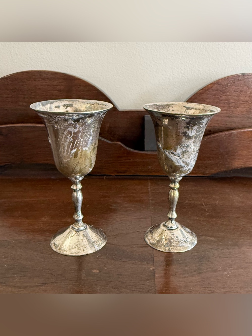 Vintage Set Of Two Small Silverplated Goblets 4”